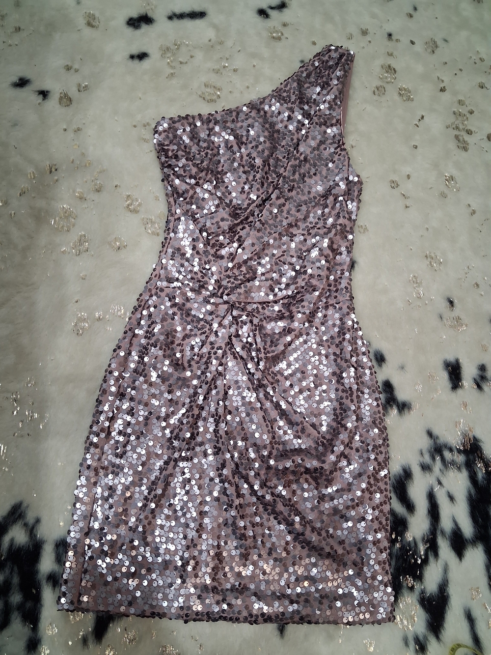 Charlotte Russe Rose Gold One-Shoulder Sequin Dress